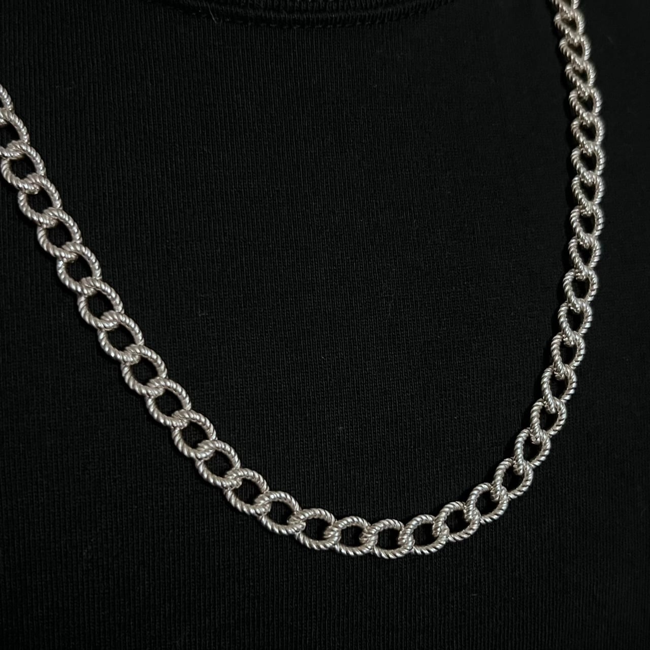 VINTAGE TIFFANY & CO. Rope Curb Chain Necklace Sterling Silver