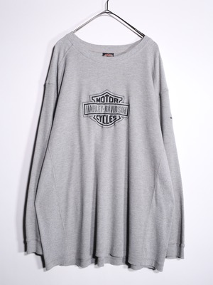 “HARLEY-DAVIDSON”  刺繍 logo waffle long sleeve gray