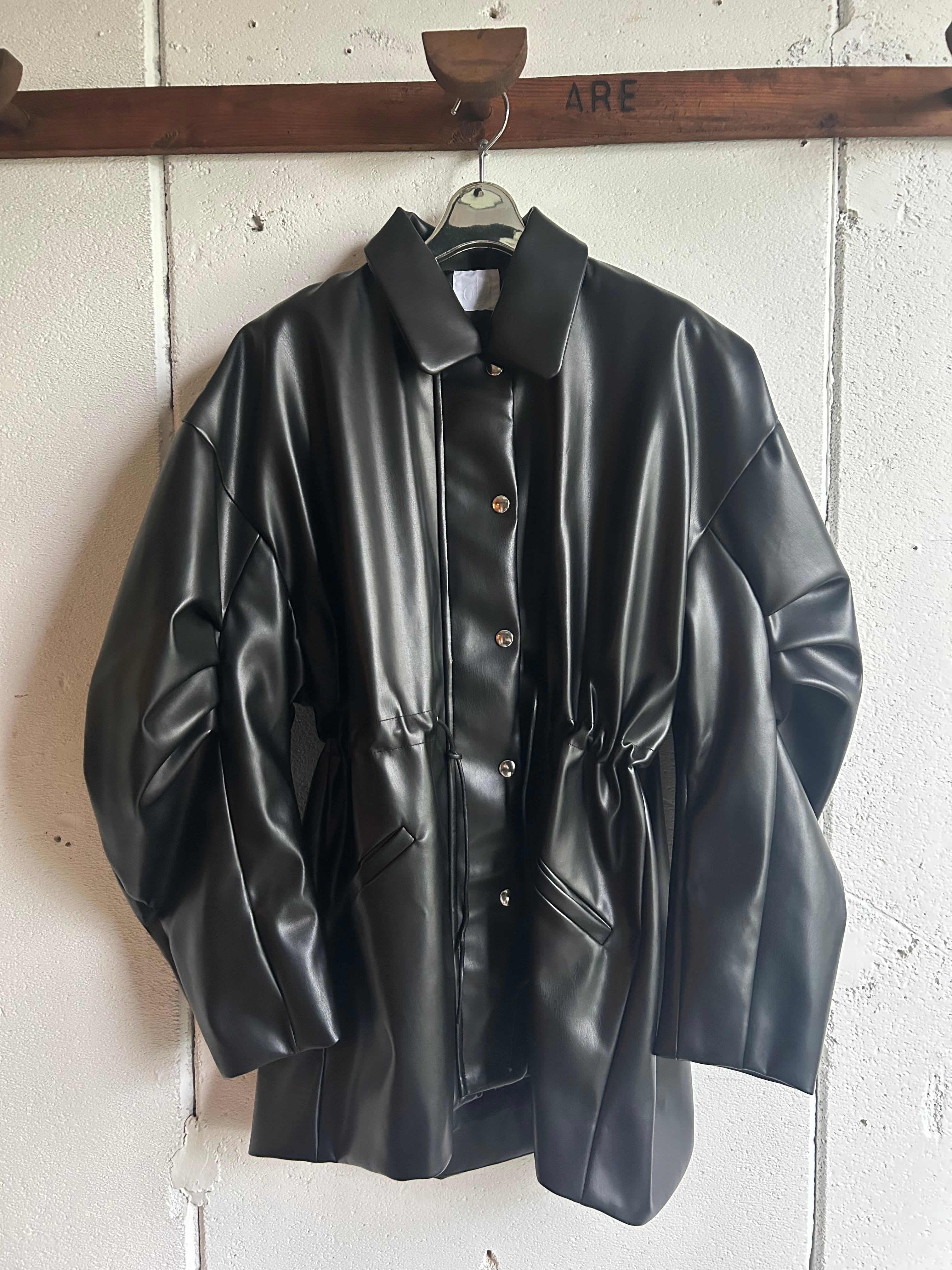 DECO fake leather open jacket | AAR