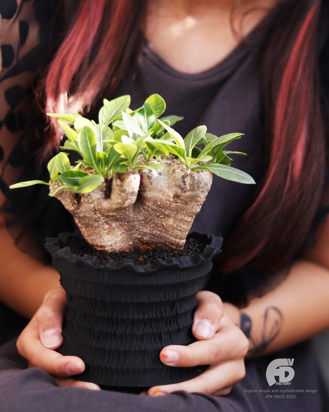 彫刻的な造形美を纏う3D植木鉢｜Adv-051-S (110×90)｜Shinogi cr Adv鉢