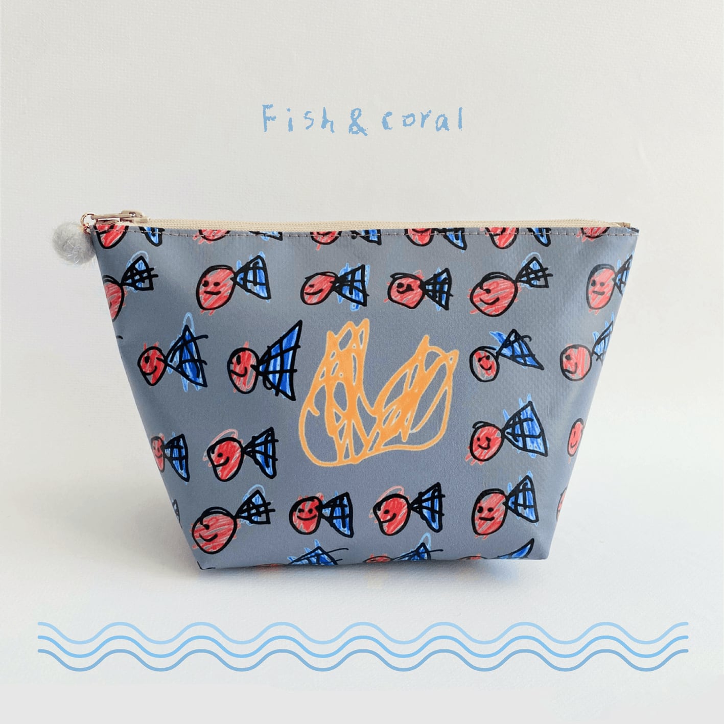 ボンボン付きポーチ◇ | リトルピカソ ｜子どもの絵で作る鞄と雑貨