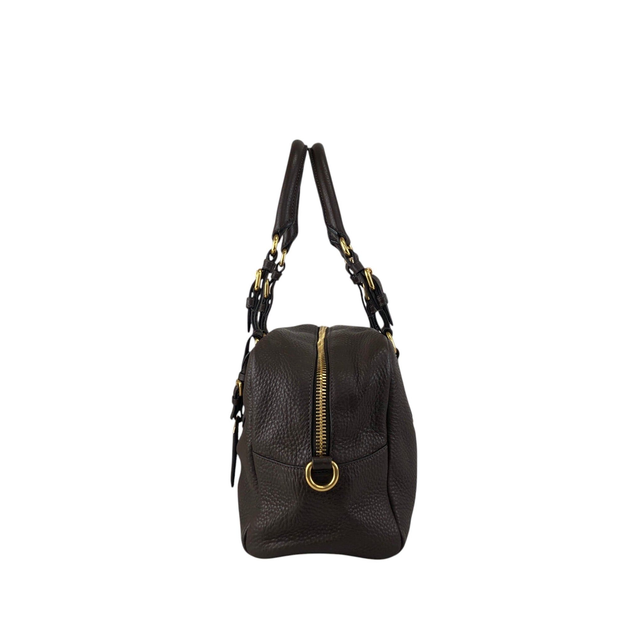 PRADA プラダ ショルダーバッグ ブラウン ロゴ レザー vintage