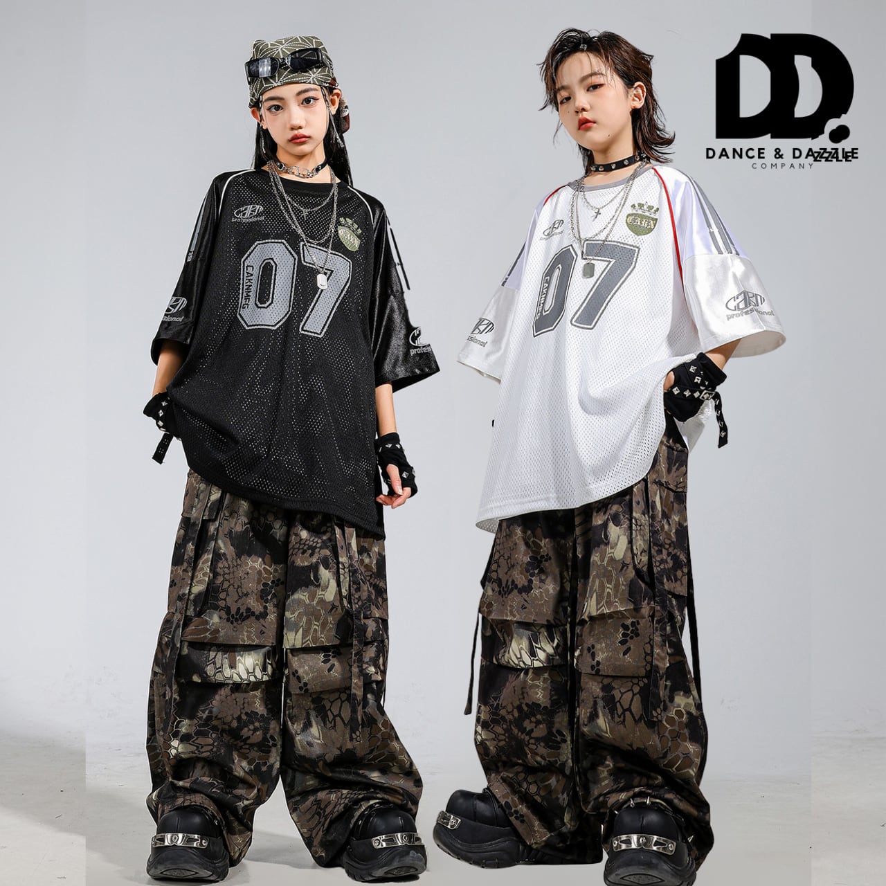 ビックナンバーシャツ×迷彩パンツ セットアップ| ブラック ホワイト ヒップホップ ビックナンバー 迷彩