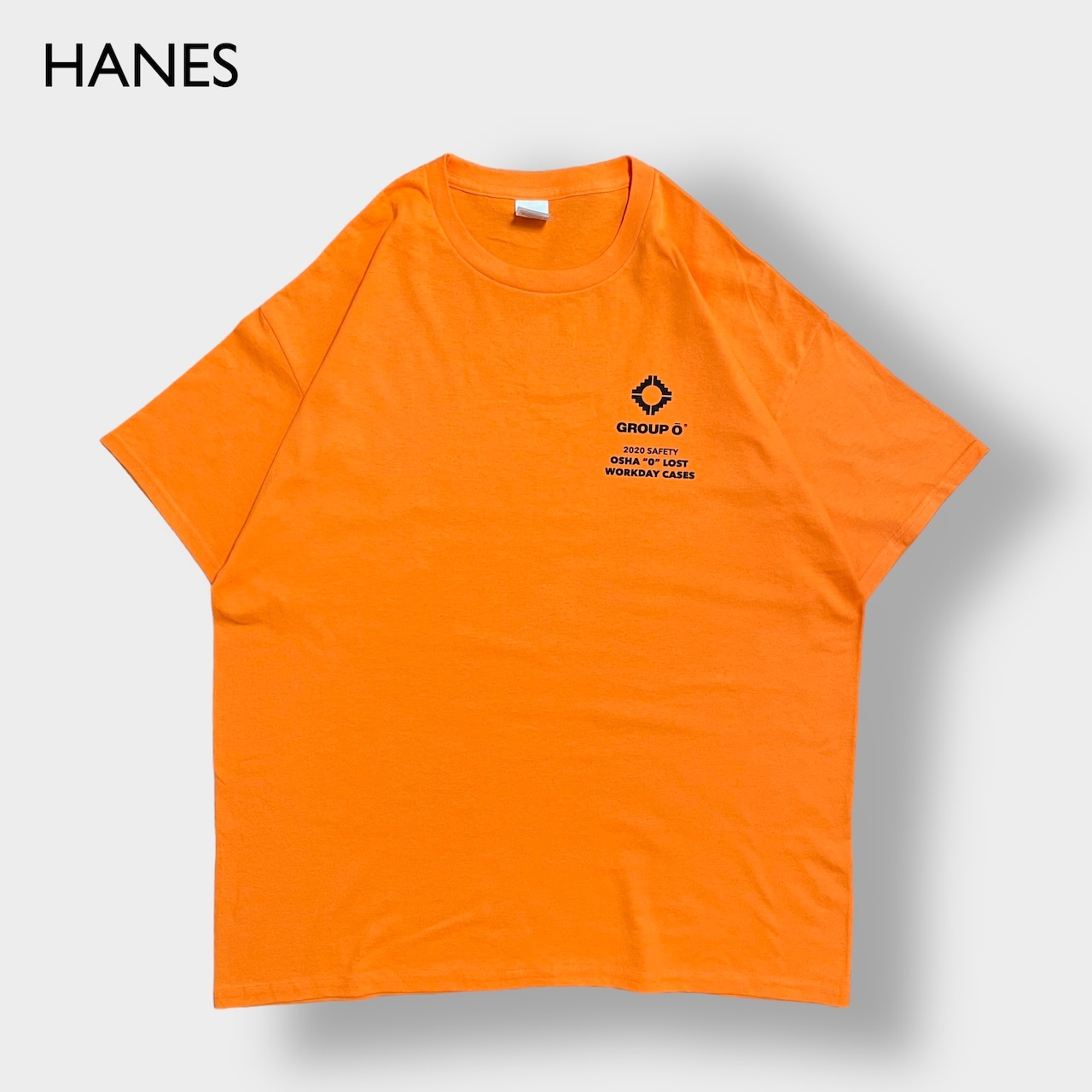 【HANES】ワンポイント Tシャツ XL  ビッグサイズ バックプリント オレンジ ヘインズ 半袖 夏物 US古着