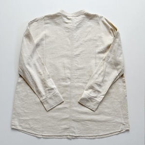 French Linen Band Collar Shirt