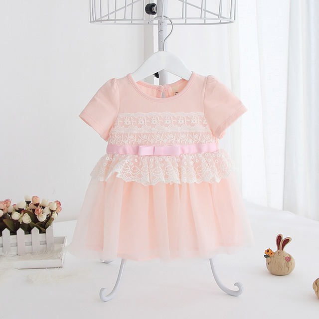 レースのサッシュベルト風チュニックワンピ(ピンク)