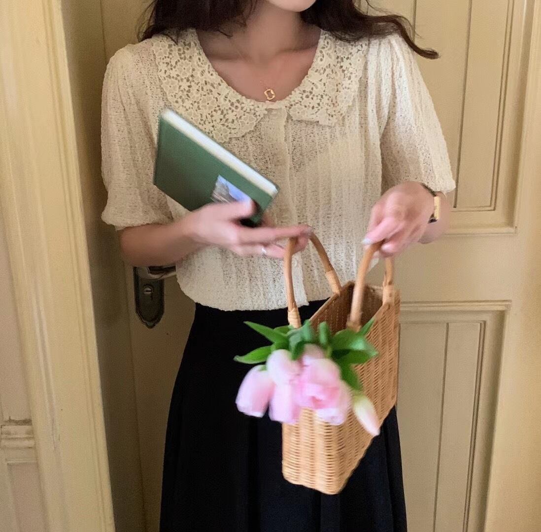 カラートップス レディースサマー薄手半袖スリーブカーディガンジャケット ショート ハーフスリーブ 夏物 ビッグFスモールZ韓国52474128437