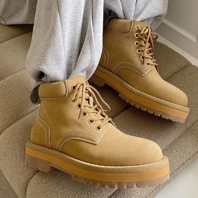 予約販売】ブーツ メンズ 編み上げ ワークブーツ ベージュ シューズ 靴  