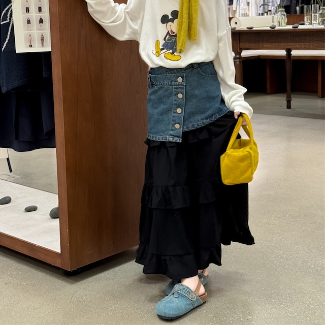 【予約】◇親子リンク◇デニムドッキングロングスカート［ladies M］