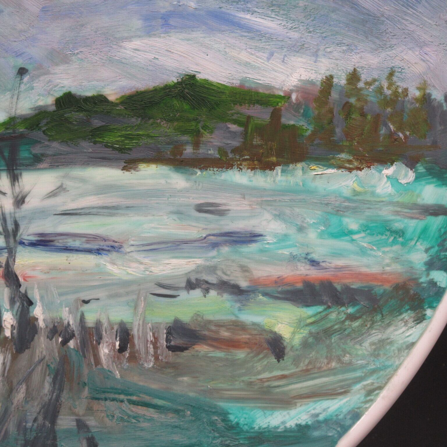 絵画皿 谷津義幸作】風景画(油絵) 額皿 13号 | ギャラリー寿