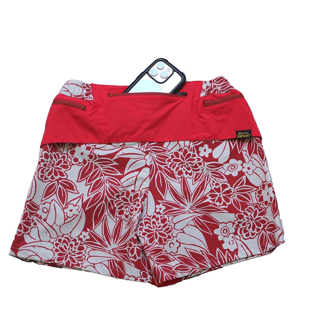 ranor(ラナー) LEAF PATTERN MIDDLE SHORTS RED | play field mountain