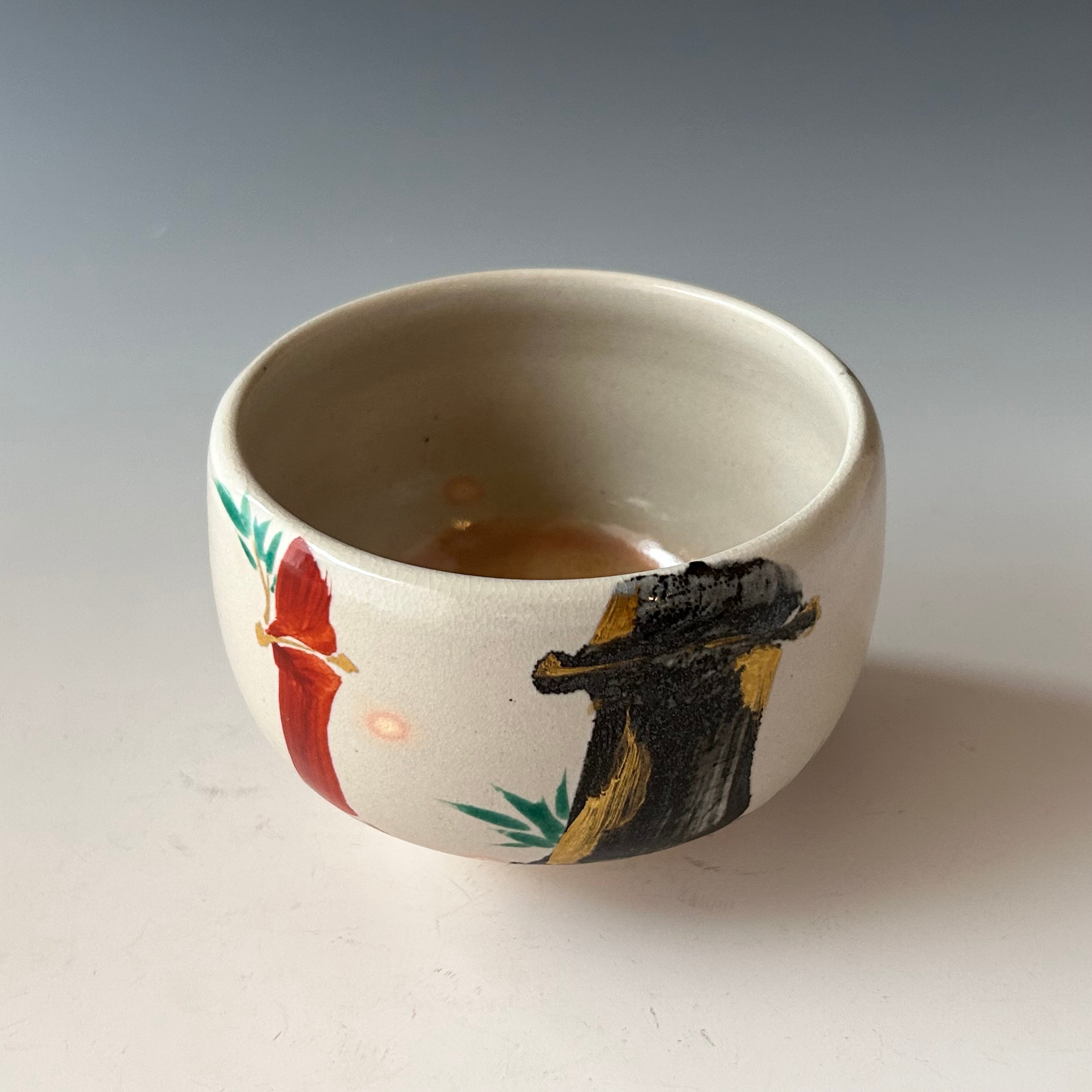 茶道具 光琳竹図 茶碗 三浦竹軒 共箱 竹絵 琳派 京焼 三代 三浦竹泉