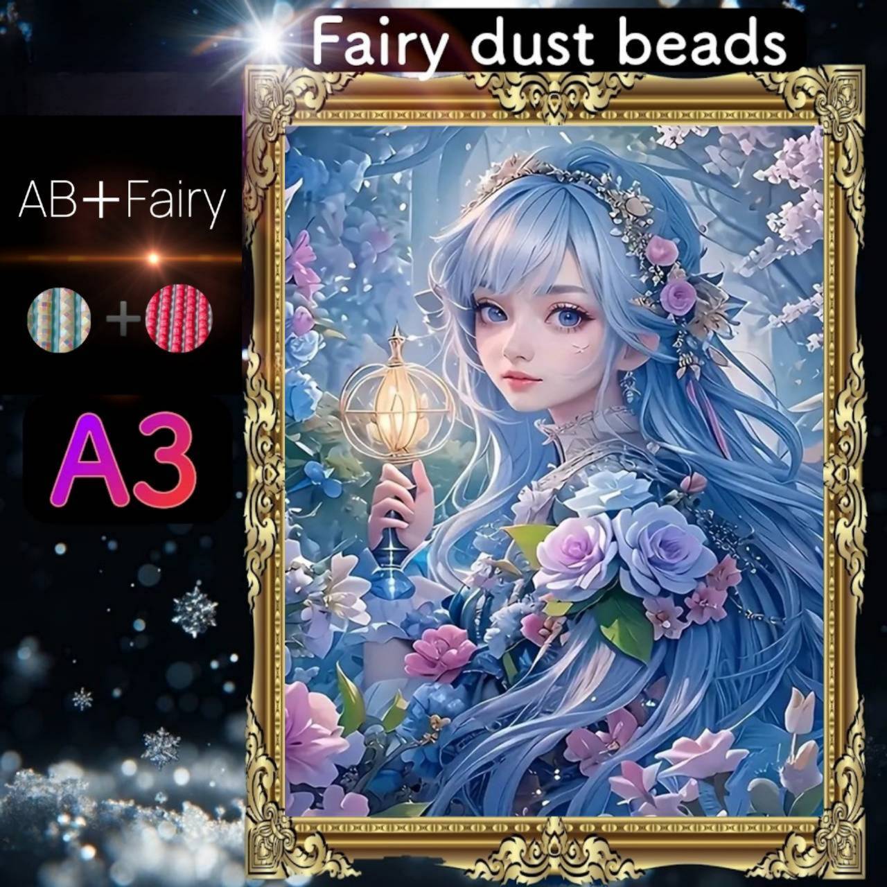 AB(オーロラ)+fairy各3色入り!四角ビーズ AB+fairy110 ダイヤモンドアート