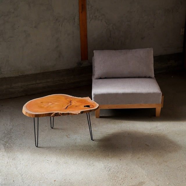 欅のアタマ 輪切り材のローテーブル （高さ・カラー変更無料）