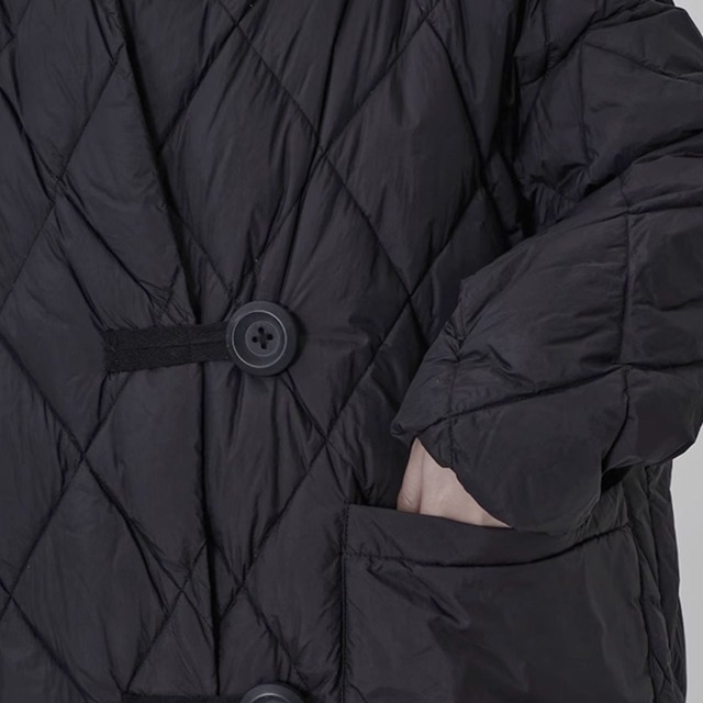 Diamond quilt long coat C0677