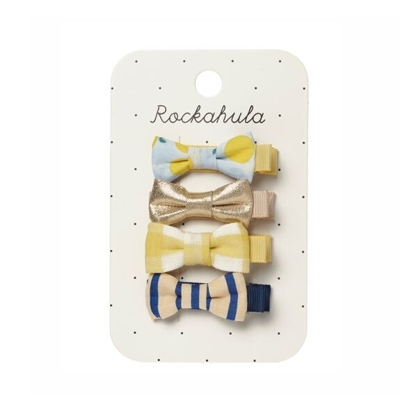 H2532Y:Lemon Drop Mini Bow Clip Set-YELLOW