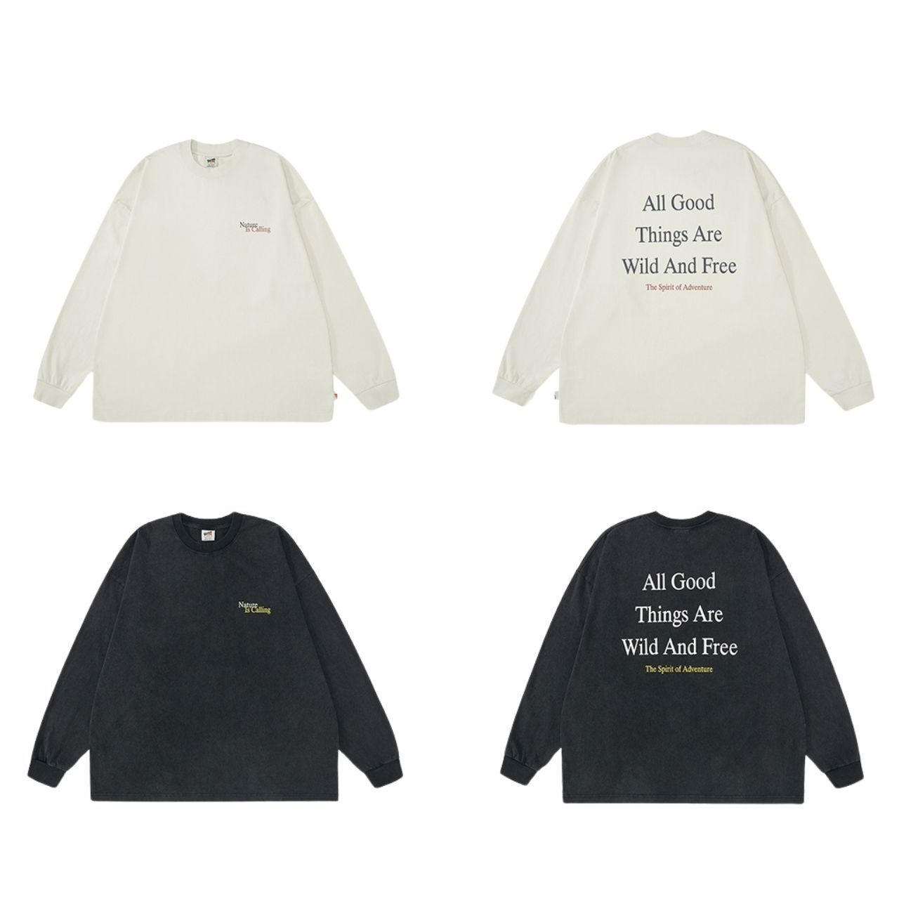 アルファベッドプリントウォッシュド加工ロングTシャツ　1168