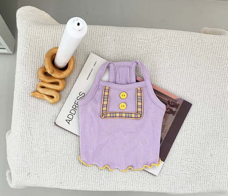 【SALE】 lala crop top XS ~ XL 2color / 犬服 春夏 新作 Tシャツ ドッグウェア ショート丈 シンプル 袖なし 小型犬 中型犬 トップス 涼しい お揃い クロップド top131