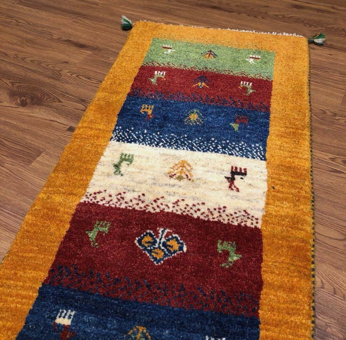 ペルシャギャッベ 149x57cm ランナー (ギャベ) ペルシャ絨毯ギャッベ ペルシャギャッベ( ギャベ )ラグ ベッドサイド 廊下 ランナー No.GK