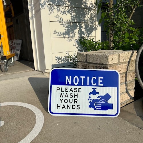 【訳あり】NOTICE WASH HANDS【18in×12in】アウトレット商品　本場アメリカロードサイン　 看板　ディスプレー　ガレージ　アメリカンハウス 手洗い　ウォッシュハンド　表札