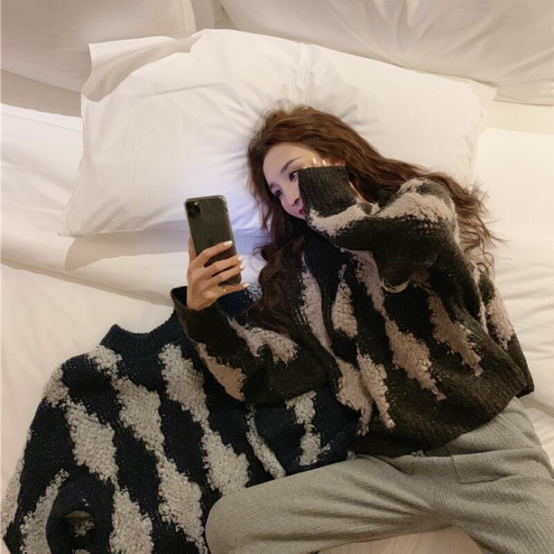 セーター ルーズショートニットスプリングスタンダードスタイルプルオーバー トップス レトロ 春物 YY-ファッション86015362673