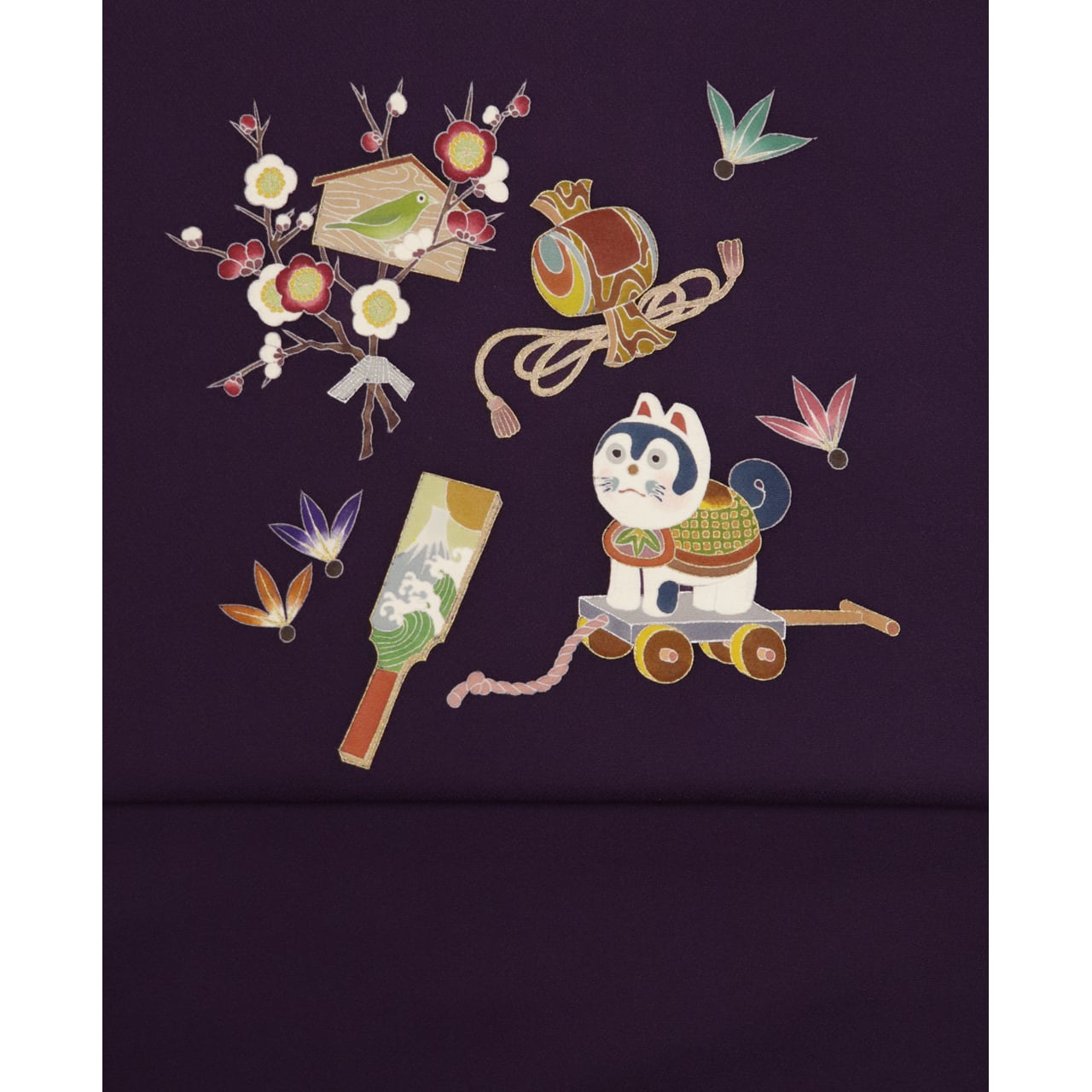 手描き友禅 染名古屋帯「狛犬玩具」