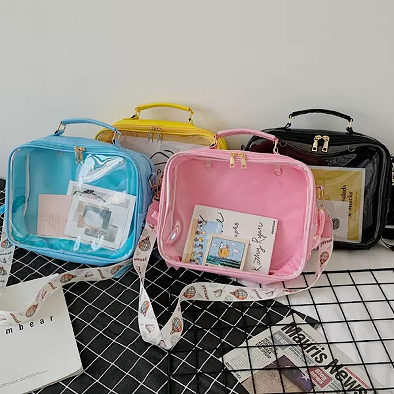 可愛いスクエア型 2way クリアバッグ 推し活 リボン ショルダーバッグ リュック ビニール クリア スケルトン 痛バック 7カラー 夢かわいい 地雷系 気球 Lamitte Deco トレンド 韓国ファッション ショップ Base店