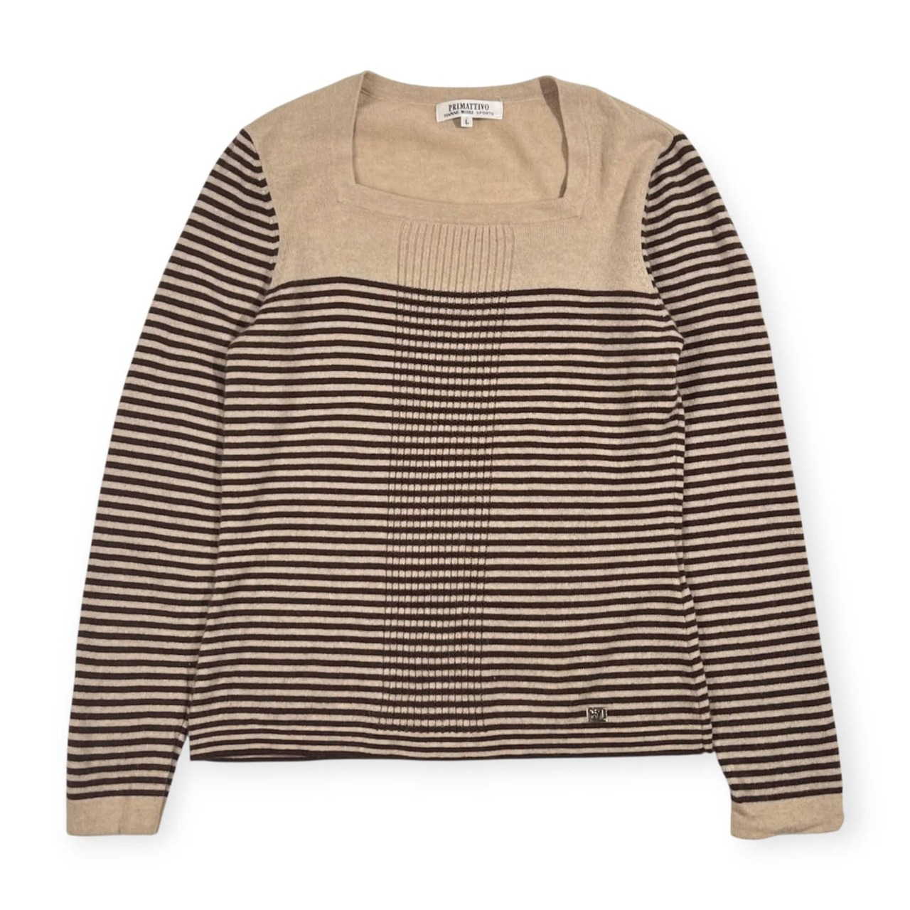 PRIMATTIVO HANAE MORI ハナエモリ プリマッティーボ ボーダー ニット セーター L/ベージュ系 レディース
