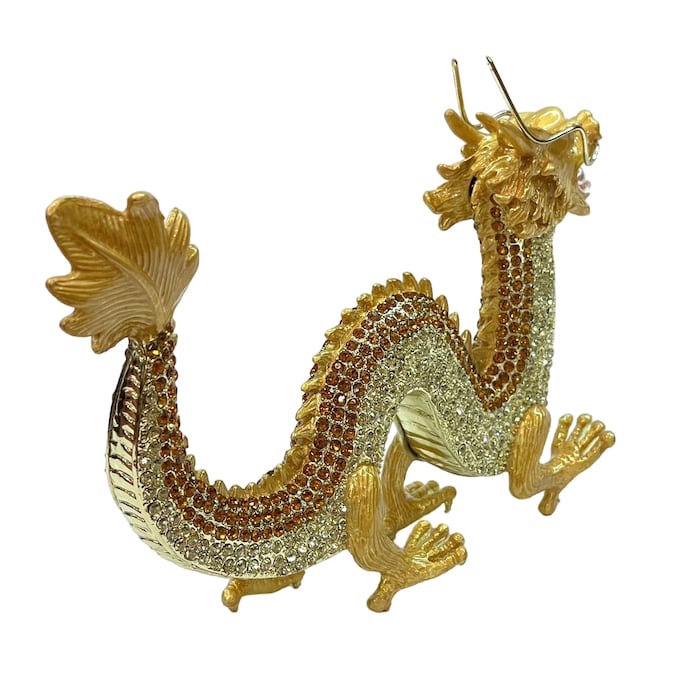 201803Y9-1gd エナメル龍 大 金 ゴールド ラインストーン エナメル