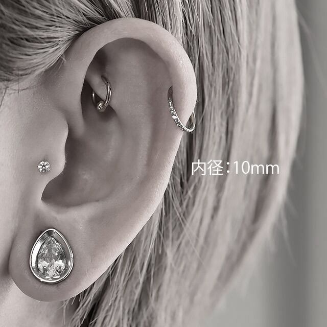 金属アレルギー対応 チタンピアス 16G ワンタッチで装着 小粒ジュエル