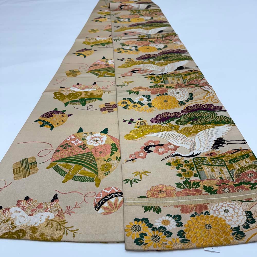 丸帯 アンティーク ヴィンテージ 全通 金帯 379cm 花嫁衣装 貸衣装 中古 リサイクル 結婚式 婚礼 着付け 舞台 きもの 着物 5110