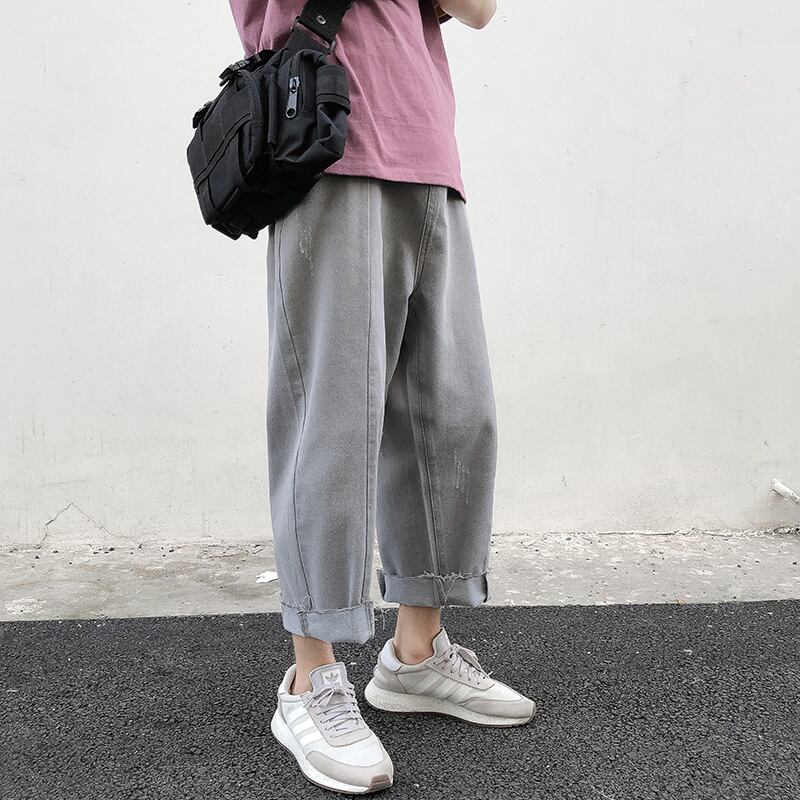 全1色 デニム パンツ ワイド カジュアル 無地 おしゃれ