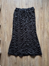 black mode design stretch long skirt-5093-12