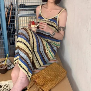 rainbow boarder knit one-piece 00665