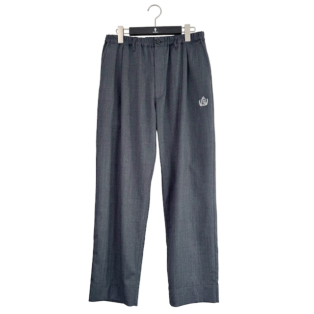 ONE TUCK WOOL BLEND PANTS -GRAY HERRINGBONE-