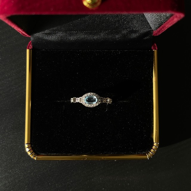 【S925】アクアマリン リング｜天然石 シルバー925 フリーサイズ｜クラックあり