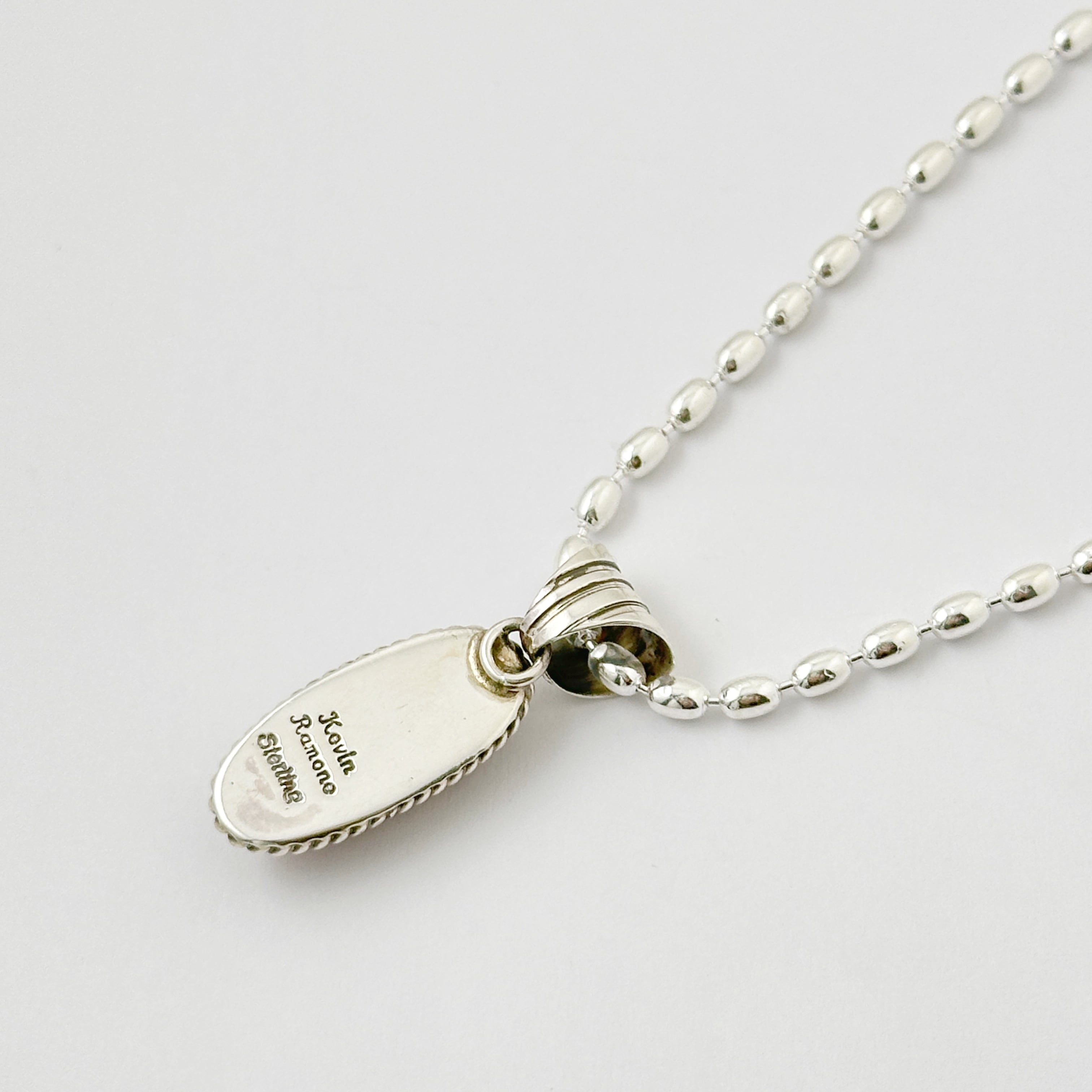 Indian Jewelry】レッド コーラル オーバル ペンダント ネックレス