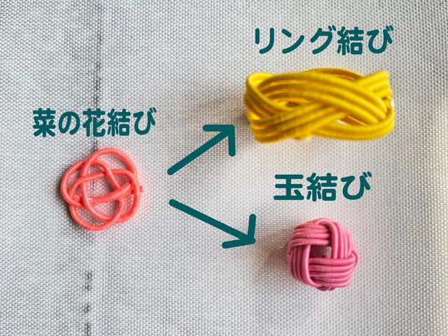 初めての人でも結べる水引結びキット２＜菜の花結び＆リング結び＆玉結び＞ How to make mizuhiki knot kit2 <Rape blossom & Ring & Ball knot>