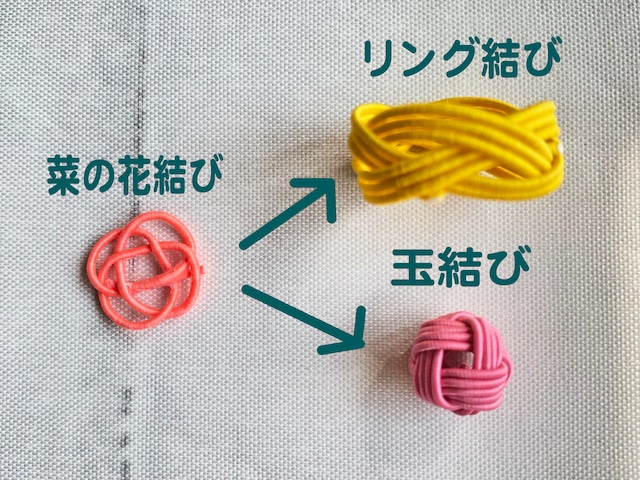 初めての人でも結べる水引結びキット２＜菜の花結び＆リング結び＆玉結び＞ How to make mizuhiki knot kit2 <Rape blossom & Ring & Ball knot>