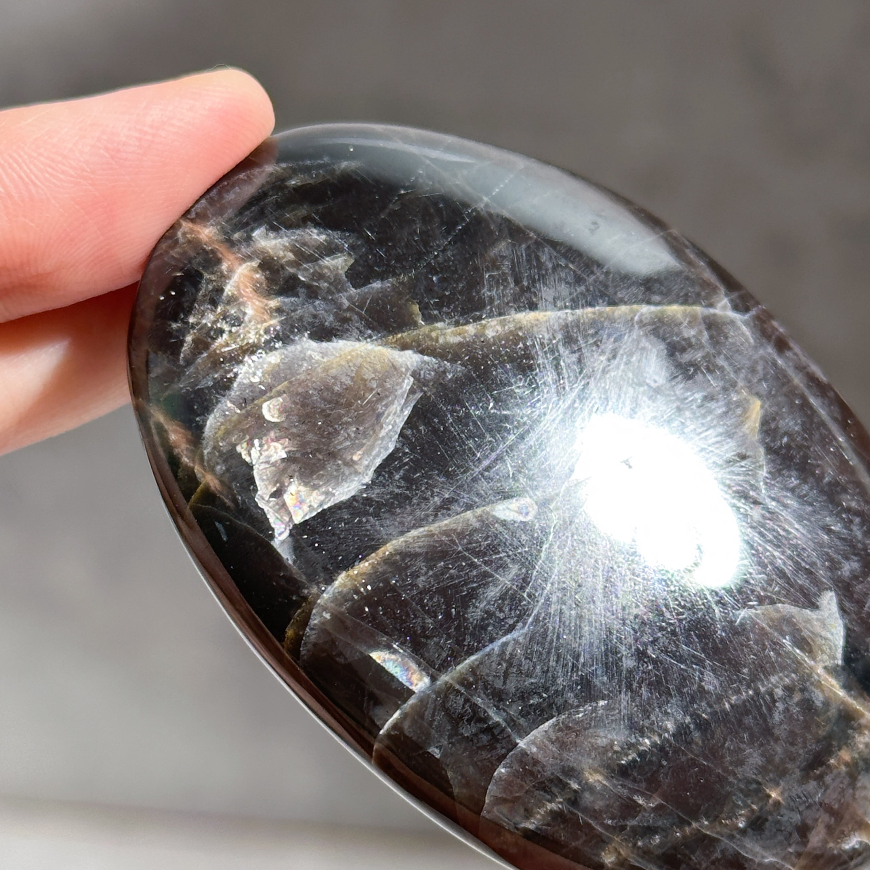 ブラックムーンストーン パームストーン23◇ Black Moonstone ◇天然石