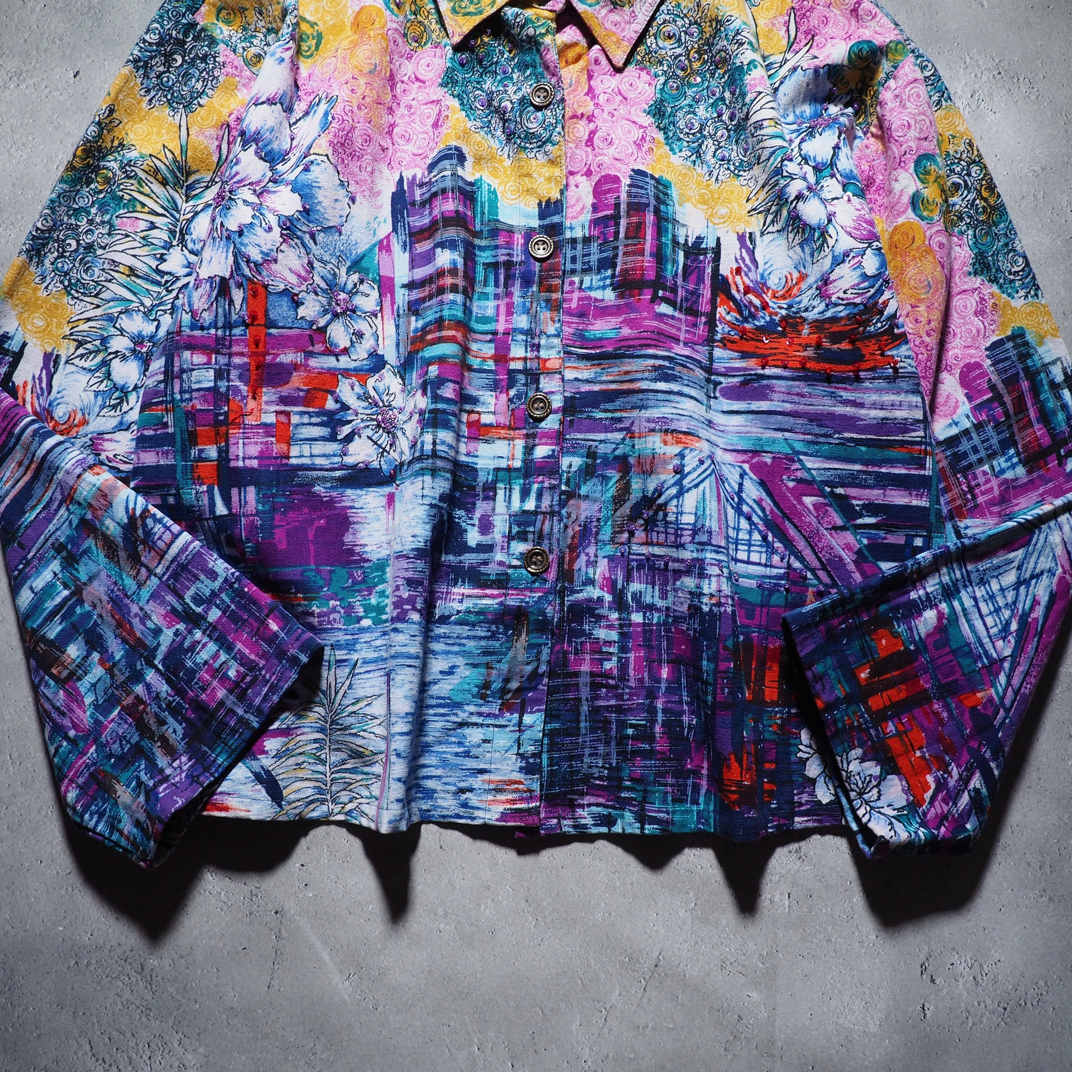 Beautiful Botanical Flower hand painted vintage loose jacket