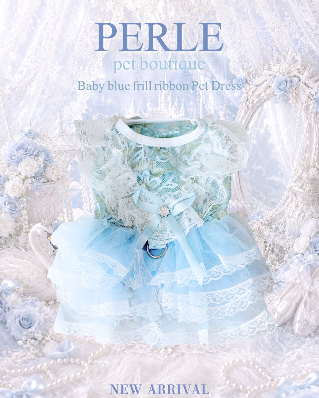 Baby blue ribbon pet dress