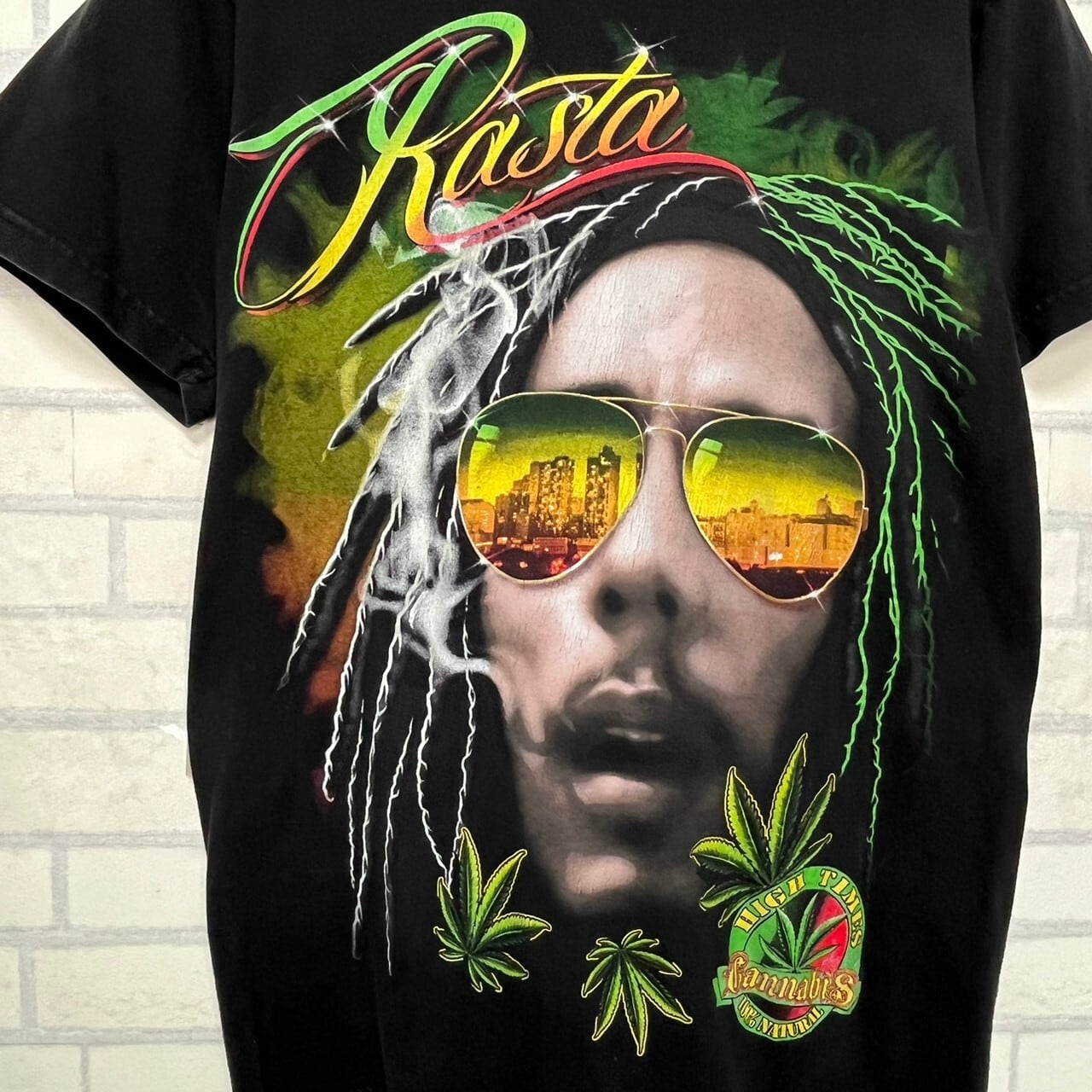 両面プリント】unknown 半袖Tシャツ M コットン100% マリファナ T 