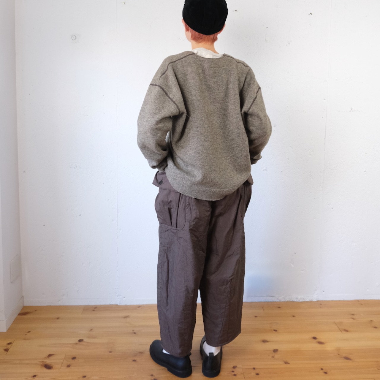 ASEEDONCLÖUD(アシードンクラウド)Student dormitory pullover リバーシブルカットソー（表=ダークブラウン/裏=杢グレー）