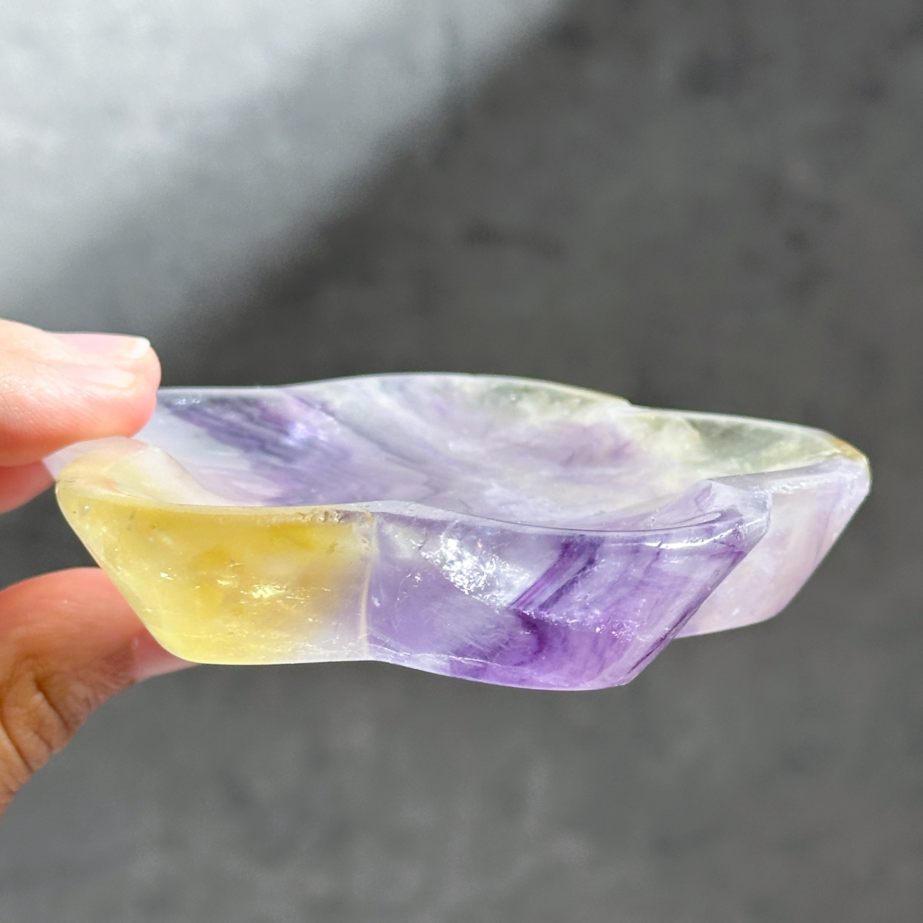 レインボーフローライト花型のうつわ04◇ RainbowFluorite ◇天然石