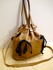 レア美品◆MARNI マルニ リボンデザイン巾着型 ハンドショルダー2Way レザー バッグ 茶◆ 上品なブラウンレザーに可愛らしいリボンが主張♪