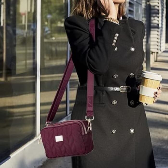 ショルダーバッグ 3ファスナーポケット ワインカラー | koolgang