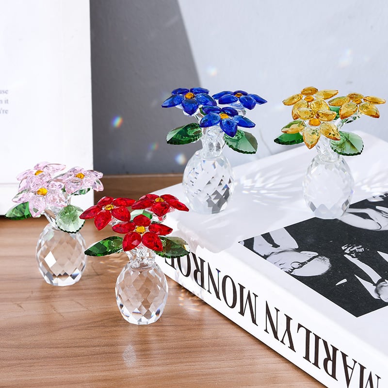 カラフルなクリスタルフラワーの装飾オブジェ 置物