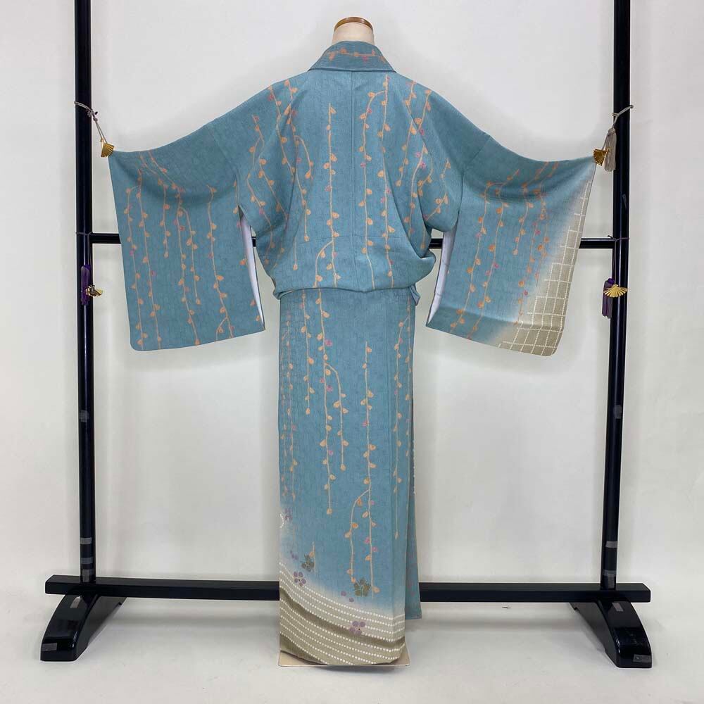 訪問着 中古 水色 古典 裄丈68cm 身丈166.5cm 結婚式 着物 入学式 卒業 