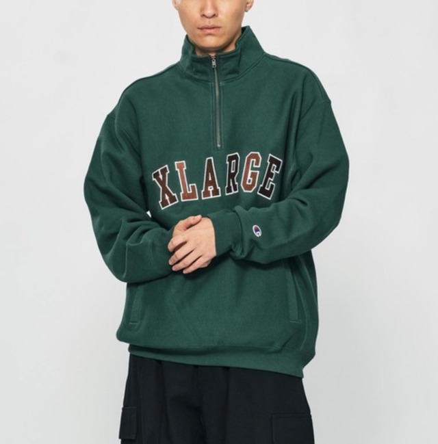 XLARGE】XLARGE×Champion REVERSE WEAVE HALF ZIP PULLOVER SWEAT ...